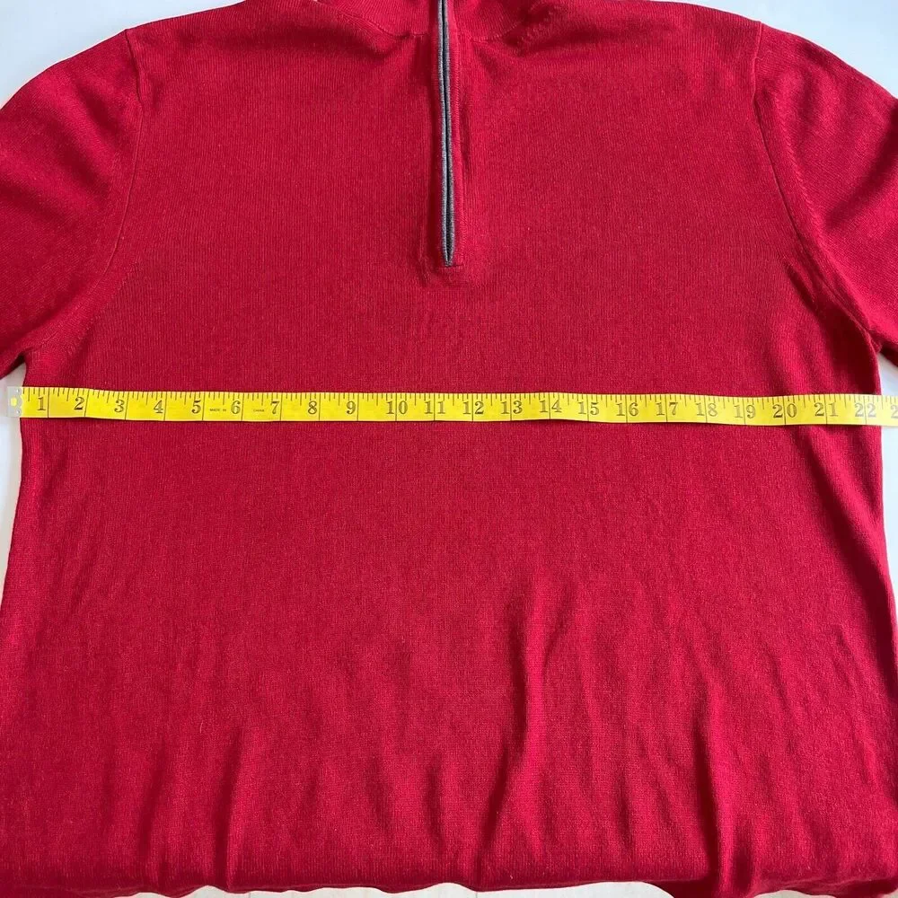 Mens Banana Republic Silk Cashmere Half Zip Pullover Sweater Red Sz L Preppy